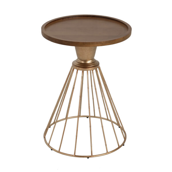 aa692d9a1e2643e0be5093d496bba749_6f8690b4534239bd262453393c0e8db2 HOLLOW EDGE RETRO ART PINE SIDE TABLE, ANTIQUE GOLD + NATURAL COLOR