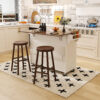 White Kitchen Island Cart with Foldable Tabletop & Drop Leaf - Mobile Breakfast Bar on Wheels with Wood Top and Storage