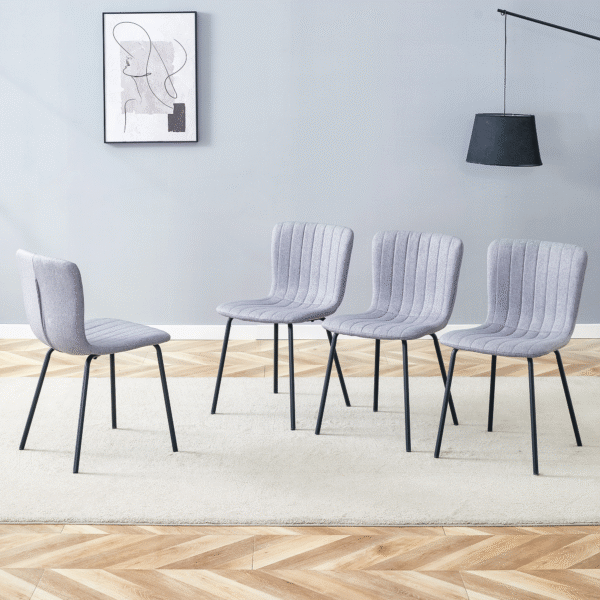 aa76b5bbd29748d28e2127e45e52b0f1_3f2c1d13e148dad9682385acbbed1264 Luxury Minimalist Chairs - A set of 4 high quality dining chairs with black metal legs. The integral metal leg structure is suitable for various interior decoration styles.