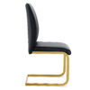 Luxury Simple Arch Chair - Set of 2 BLACK PU Material High Resilience Dining Chair with Arched Metal Gold Leg.