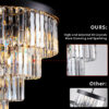 (Same as W1340P188535/L5002-600-B) 24" Luxury Crystal Chandelier with Black Finish – Elegant 15-Light 5 Tier Pendant Light Fixture for Living Room, Dining Room, or Entryway (Bulb Not Included)