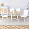 Table and chair set, MDF desktop, white metal table legs, stable and beautiful, suitable for most styles of home. Modern simple dining table, comfortable seating.