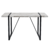 A minimalist retro rectangular dining table with a specially textured top and black metal legs.Contemporary Minimalist MDF Gray Textured Tabletop.Able To Give People A Visual Beauty With Rules.