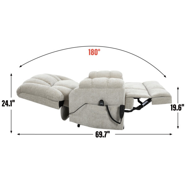 Dual Motor Heat Massage Infinite Position Up to 350 LBS Electric Power Lift Recliners with Power-Remote, Medium-firm and Heavy Duty, Beige