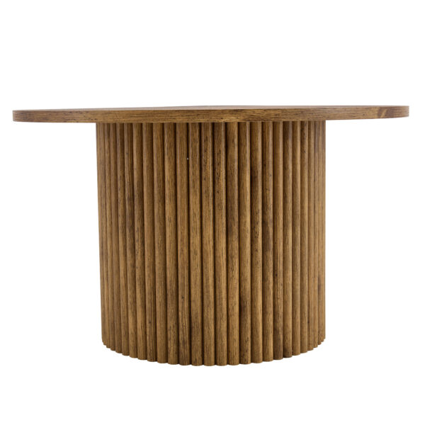 aadfb140a58142df9b6ced48687bcdea_357701e2d523da9982fa7c2b593d7174 A modern circular coffee table with a diameter of 27.5 inches interprets home aesthetics and practicality. MDF material,cylindrical table leg design.Becoming the visual focal point of home decoration.