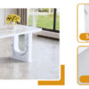 Table and chair set.64.5 x 35.4 Inch Stylish White Marble Textured Dining Table,Perfectly Blending Simplicity And Transparency.Paried With 6 Black High-quality PU Chairs With Silver Arched Metal Legs.