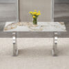 Modern rectangular dining table, imitation marbled rock plate table top, stainless steel table legs, suitable for kitchen, dining room, living room 63 inches * 31.4 inches.