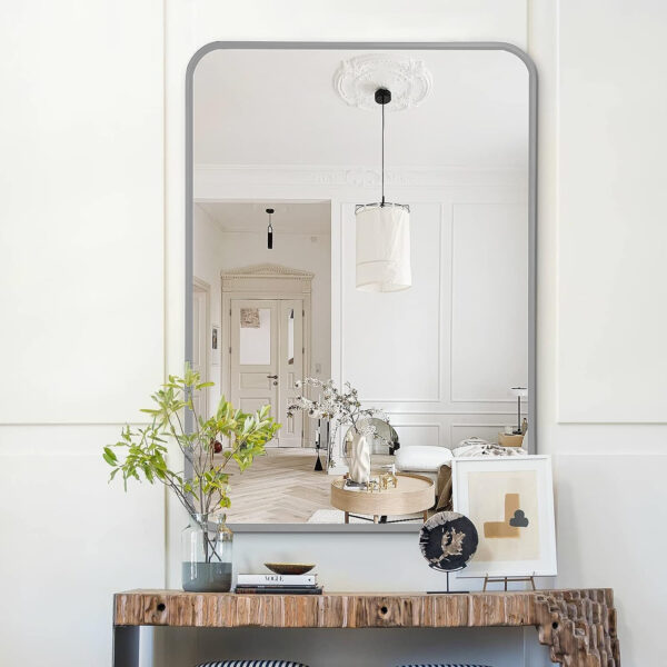 22x30 Inch Silver Metal Framed Rectangular Bathrrom Mirror for Wall.(W2203P183126)
