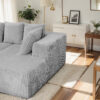 Modular U-Shaped Sectional Sofa,130-inch 4-Seater Chaise Lounge with Reversible Design, Striped Corduroy Fabric in Gray – Customizable Living Room or Bedroom Couch, Freely Configurable Layout.