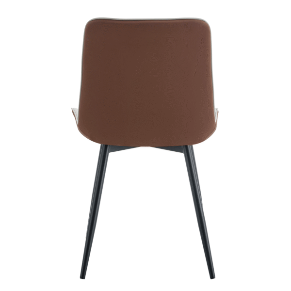 abe555a9e9004fa5ac828db241eb76bd_9252197351d322c0b5a385869c578902 Extended Seat Cushion PU Dining Chair Set - Four Pieces.Smooth line design,Integral metal leg structure,Can integrate well into various modern home decoration styles.Gray and Brown Splicing Colors.