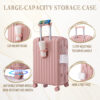 20"/24"/28" 3 pcs/set in ABS Spinner Wheel Luggage, Carry on Suitcase, with Cup Holder & USB Port & Phone Holder (Pink)
