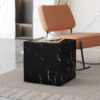 15.7*15.7*15.7 Inch Black Marble Texture MDF Coffee Table - Luxurious Design, Perfect Living Room Accent.Cube fashion texture design coffee table, suitable for various situations and scenes.