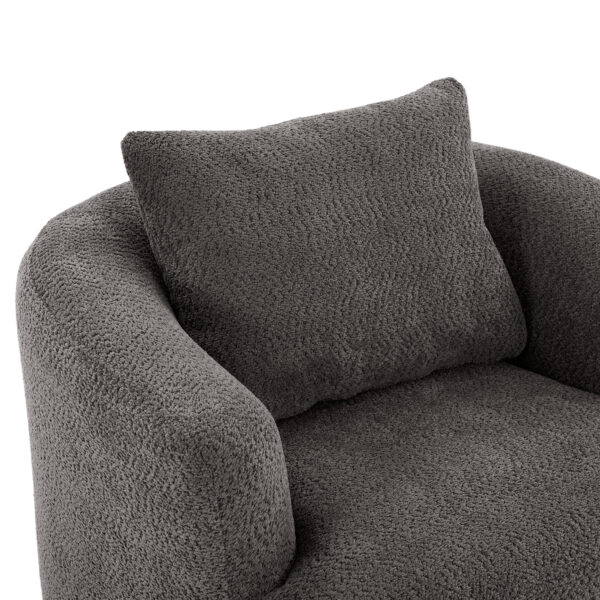 360° Swivel Chair, 38.2" Accent Chair Sofa, Upholstered Swivel Barrel Sofa Chair with a Throw Pillow for Living Room, Bedroom, Office and Hotel, Grey