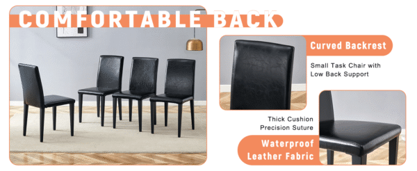 ac2a05529e4e40e1a063b70df85cc3ba_037bf0b8f4a6842a029dd99824568235 Table and chair set.71*35.4 inch White And Black Spliced Dining Table With Storage Function In The Middle Of The Table Legs.Paired With 6 Black PU Dining Chairs, Simple And Versatile.