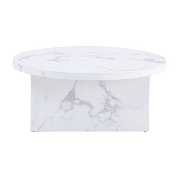 ac3cac91bfa64403951b51f823e77e0a_20240123_f41d1e37a13e12213697b19c7dd5d8ee A white MDF material circular patterned coffee table, a 31.4-inch white center table, modern coffee table, suitable for small spaces and living rooms.