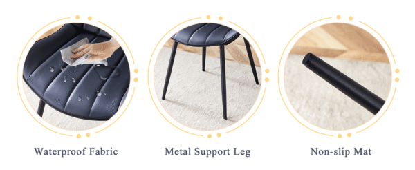 ac3d30661b9f48a986da4343ce664ec2_7fa8475bad54b255f0ec3410b330a255 Extended Seat Cushion PU Black Dining Chair Set - Four Pieces,Ergonomic Design.Smooth line design,Integral metal leg structure,Can integrate well into various modern home decoration styles.