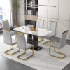 A modern, minimalist, and luxurious dining table with a white imitation marble tabletop and MDF legs with U-shaped brackets. Tables in restaurants and living rooms 63"*35.4"*30  F-U