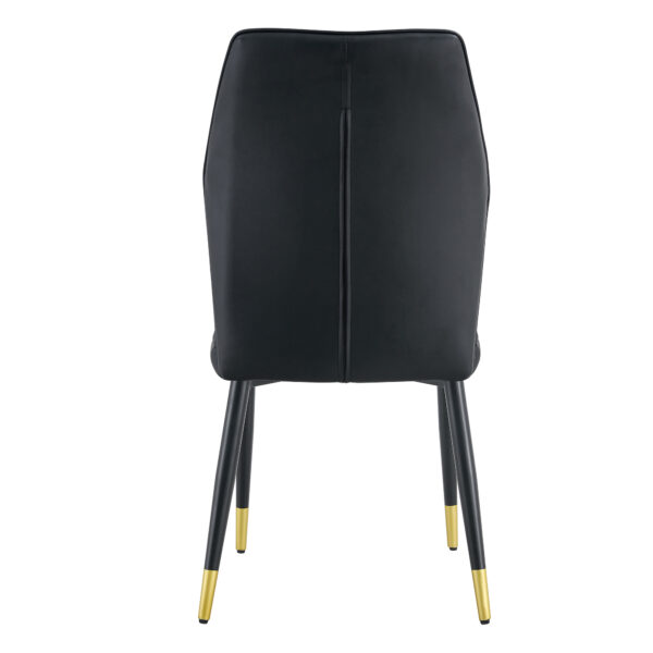 ac7ae066f34f44eb9b2c6bc966ed2bc9_d38240ce83fc0540b380b5f7bbe7a720 8 modern dining chairs with stylish PU patterned backrest and black metal legs for a comfortable home experience in the kitchen, bedroom and office.