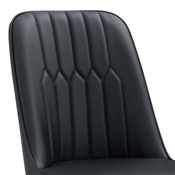ac8a4e767b504b66974dda89aa2b9524_4d96d61255b650506a6fb2b3103495e3 2 modern dining chairs, smooth PU leather backrest and silver-toned metal legs for a comfortable home experience for kitchens, bedrooms and offices.