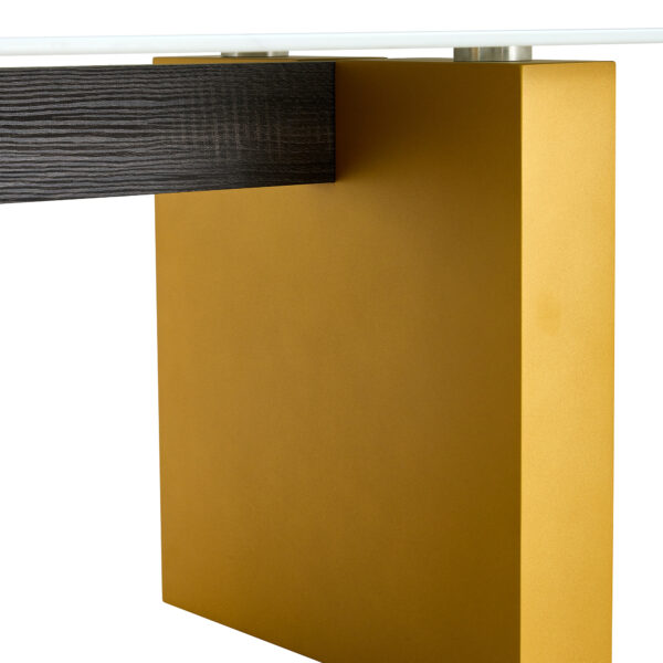 acca35c3710746119861793437fb2efb_6bdd3250e3512cdde3c90533627e1fb9 Modern minimalist Tempered glass with sticker desktop coffee table and dining table, paired with golden MDF decorative columns. Computer desk. Game table. CT-1546