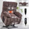 Lift Recliner Chair Heat Massage Dual Motor Infinite Position Up to 350 LBS Large Electric Power Lift Recliners with Power-Remote, Medium-firm and Heavy duty, Brown