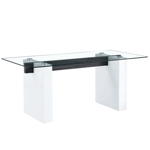 acec338b5111464692d27bd571fc05bb_7383d23ccaba4359693ffc32431db765 Large modern rectangular table with 0.4 inch patterned tabletop and large MDF table legs, suitable for kitchen, dining room, and living room 71 "* 35.4" * 30 "