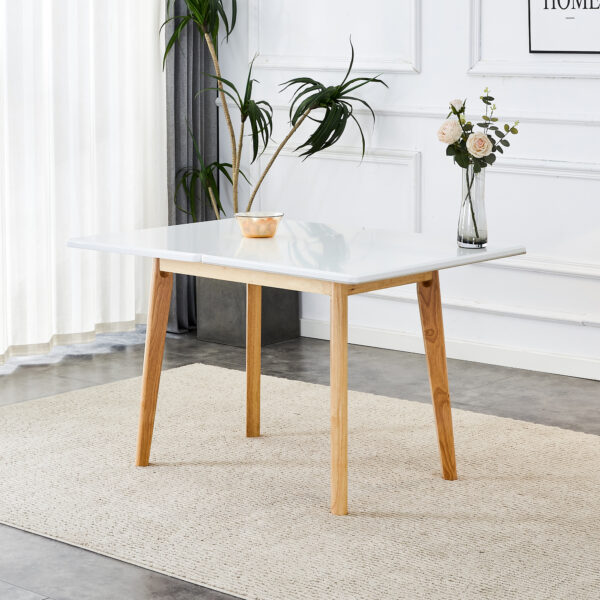 ad28e45cb9474926b5c68c06a4eaef91_20240206_bb947d3ed0bccfd9f6a7f68eb107a245 White sintered stone tabletop with rubber wooden legs, foldable computer desk, foldable office desk, suitable for restaurants, living rooms, terraces, kitchens