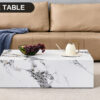Modern MDF Coffee Table with Marble Pattern - 39.37x23.62x11.81 inches - Stylish and Durable Design W1151119518