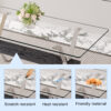 Dining table. Modern tempered glass dining table. Large modern office desk with silver plated metal legs and black MDF crossbars, suitable for both home and office use. Kitchen. 71 ''x35.4''x30 ''