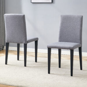 Two Light Gray Linen-Cotton dining chairs, simple and versatile, comfortable and accompanied. Exquisite and versatile dining chairs unlock a comfortable new experience.(Set of 2)