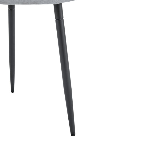 ad98a1d2f61f40abaf225763fc478819_c4d7129e20341c17d2e3a0811bdc2415 Table and chair set.79"x31.5" with X-shaped Black Metal Table Legs,Wood Grain Textured MDF Crossbeam.Paired With 8 Chairs Made Of Light Gray Lnen Fabric.Iron pipe spraying Legs.