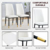 4 Dining Chair Set, White Dining Chair Set, PU Material High Back Seat and Sturdy Black Leg Chair for Dining Room, Kitchen and Living Room c-010
