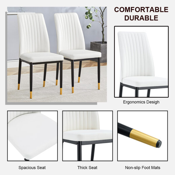 ad9d3f7edd3e4d8da80c0891398a535d_60bf85ed24687716eca369f92291c800 4 Dining Chair Set, White Dining Chair Set, PU Material High Back Seat and Sturdy Black Leg Chair for Dining Room, Kitchen and Living Room c-010