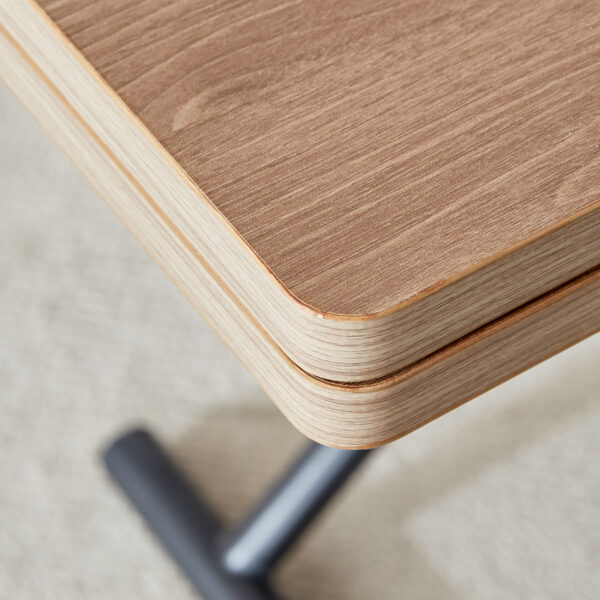 Modern minimalist multifunctional lifting table, with a 0.8-inch wood grain process sticker desktop and black metal legs, can be used as a dressing table, coffee table, dining table, and office table