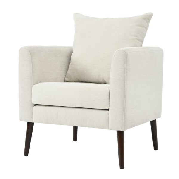 LP Modern Chenille Accent Chair, Upholstered Armchair for Living Room ,Mid Century Fabric Lounge Chair w/ Pillow, Comfortable Reading Chair with Wood Legs for Living Room, Bedroom,Reception Room (Beige)