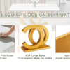 Table and chair set.Subtle Luxury Tempered Glass Dining Set - 63"x35.4" with 6 White PU Material High Resilience Dining Chairs.Arched Metal Gold Leg.White imitation marble texture sticker Tabletop.