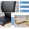 Luxury Simple Arch Chair - Set of 8 BLACK PU Material High Resilience Dining Chair with Arched Metal Gold Leg.Packed In Two Boxes.