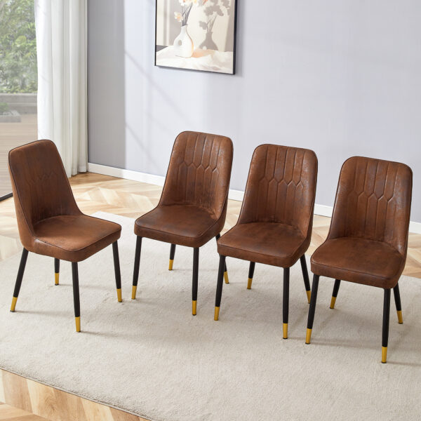 ae12a2c6cf2946ea8849b12ddf2d321d_b8db3727e58f6add8f34fba3d0cd4a9e Brown Suede-like Velvet Dining Chair Set (Four-Pack)Black Metal legs,dinning chairs,brown.