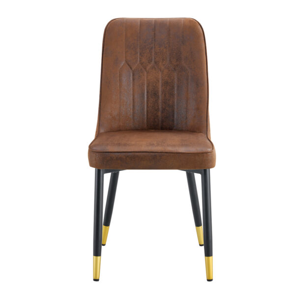 ae6c59ca9a8c4ceeaa52d5be61f1ef94_c1b7445f06d9124569f1e7b844568170 Brown Suede-like Velvet Dining Chair Set (Six Pieces)Black Metal legs,dinning chairs,brown.Bring a comfortable home experience to the kitchen, bedroom, and office.