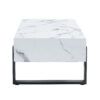 47.2"x23.6" Black and White Minimalist MDF Marble-Patterned Coffee Table.White marble pattern sticker,Black metal leg spray coating,MDF Coffee table.Showcasing a modern and simple style.