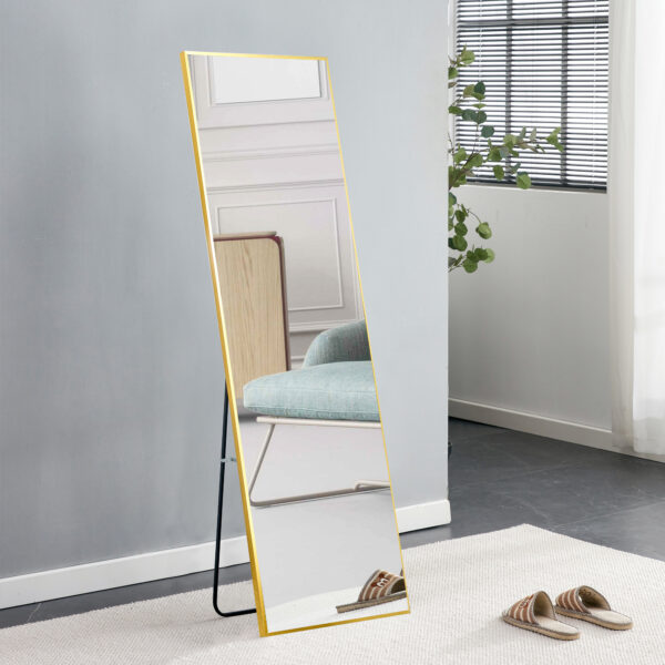 aed34d2a4a3e47e39a9689e90342e9fc_5ba5cb677bd99a27f81366d0b1ff5de5 The 4rd generation aluminum alloy metal frame wall mounted full body mirror, bathroom makeup mirror, bedroom entrance, decorative mirror, quality upgrade, 59 "* 15.7"W1151125156