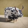 Black and White Cow-Shaped Ottoman, Modern Ottoman, Modern Accent Stool Home Decor, Suitable for Living Room, Bedroom, Porch, Garden, Backyard, Balcony
