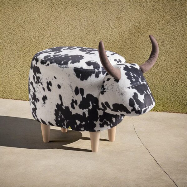 aed415ec66f84f31a4120d0902693ea9_ea874c954e4b74774a8f0fbb91520cb8 Black and White Cow-Shaped Ottoman, Modern Ottoman, Modern Accent Stool Home Decor, Suitable for Living Room, Bedroom, Porch, Garden, Backyard, Balcony
