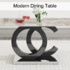 Large modern minimalist rectangular dining table suitable for 6-8 people, Equipped with a 0.4 inch  pattern desktop, MDF material OC shaped bracket, and metal base  F-OC