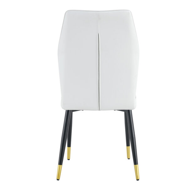 af13b11c1208417dad7ca35f0b1ab50b_4898d9fa5e27fb0f68828510294d659b 4 modern dining chairs with stylish PU patterned backrest and black metal legs for a comfortable home experience in the kitchen, bedroom and office.