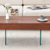 Walnut Colored MDF Coffee Table - 39.3"x21.6" with Tempered Glass Legs.Density Board Sticker,Reinforced Glass Legs.Walnut Colored Texture Sticker.
