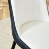 Modern Two-Tone PU Dining Chairs - White and Black spliced chairs With Gold Decorated Legs.White and Black spliced,Black Metal Legs,Set of 4 chairs.