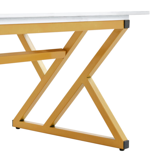 af4d96defb8a4116b7743735b3f1aa39_64791fed5dc03fa0e14e988f6c60b653 A coffee table made of rock slab material, with a smooth and natural surface that complements the modern design of the golden metal legs, making it suitable for living rooms of all sizes.47*23.6