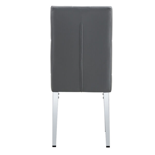 af6c5d7a759f41f08e4604cae0a4c520_f2a48ec431d3a116a522dbd4079aa5bf 4 piece set of gray armless dining chairs brings a touch of elegance and mystery to the dining area with its deep gray tone,The grid and buckle design of the back add a vintage yet fashionable touch