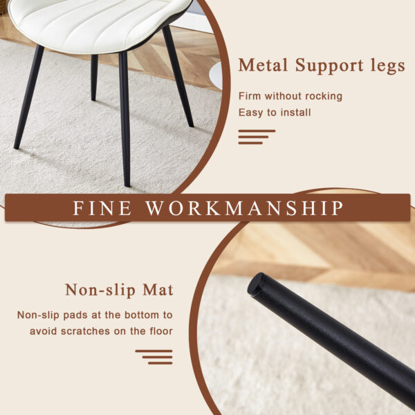 afa2fad28c7045f5bbbda508edcdb18d_ca886c1534e71fec106ca7ce053084bf Table and chair set.Modern Black Marble Pattern MDF Dining Table Set - 55"x31.4" with 4 Extended Seat Cushion PU Dining Chairs.White and Black Splicing Colors Cushion.Iron Pipe Spraying Chair Legs.